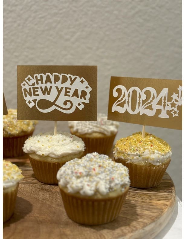 Holiday cupcake toppers, happy new year cupcake toppers