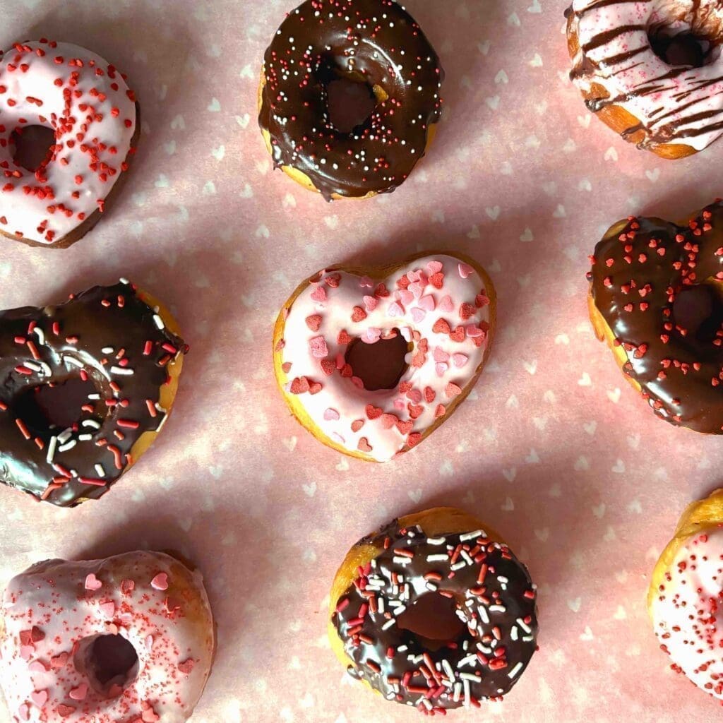 Heart shaped donuts for Valentine's Day