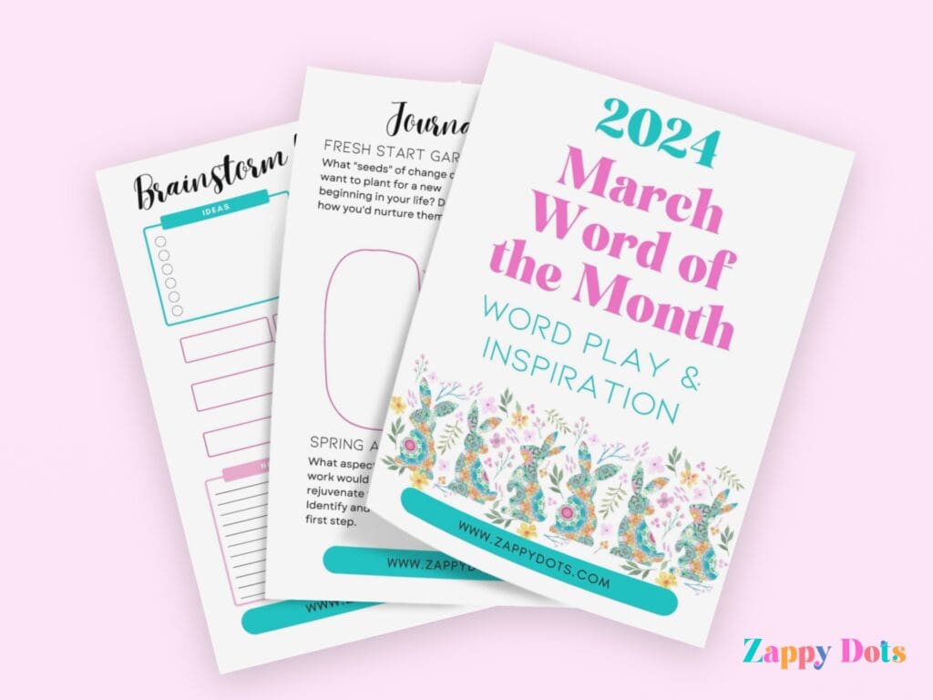 2024 march word of the month download workbook by zappy dots