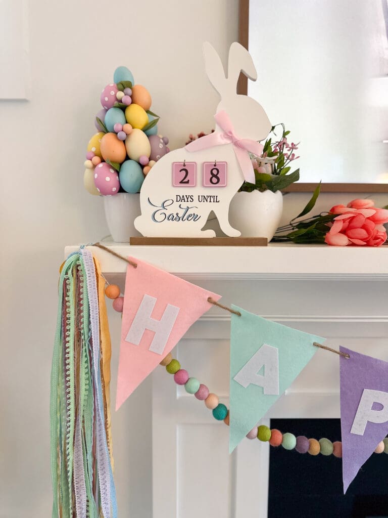 Close up of DIY Easter Felt Garland