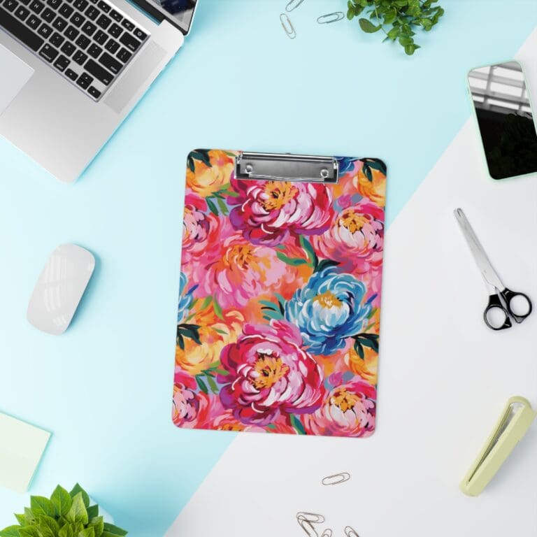 Painted Peonies Double-Sided Clipboard
